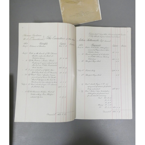 63 - SALTMARSHE ARTHUR.  Executors Accounts of the Estate of the Late Arthur Saltmarshe Esq., D... 