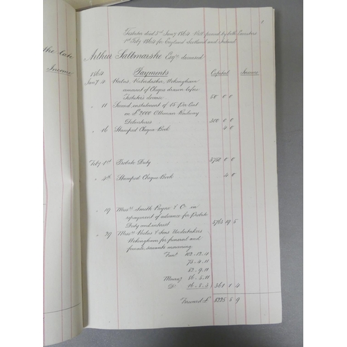 63 - SALTMARSHE ARTHUR.  Executors Accounts of the Estate of the Late Arthur Saltmarshe Esq., D... 