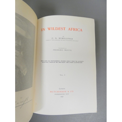 70 - SCHILLINGS C. G.  In Wildest Africa. 2 vols. Illus. Orig. pict. cloth. 1907.... 