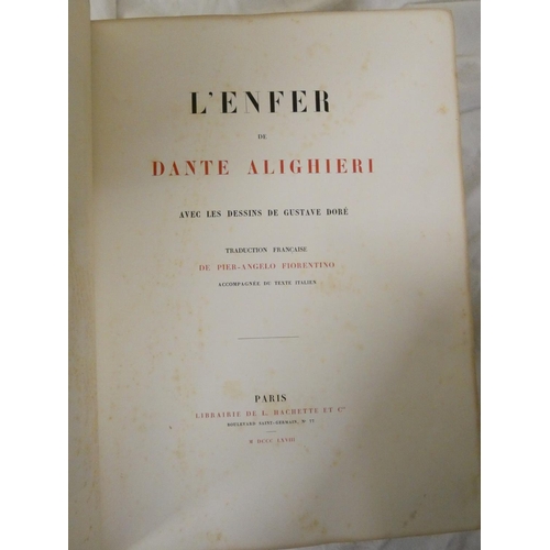 98 - DORÉ GUSTAVE (Illus).  Le Purgatoire & L'Enfer. 2 vols. Many plates. Large quarto. Red three qua... 