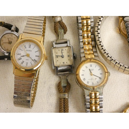 195 - Large bag of ladies watches including Rotary, Fila, Lanco, Pulsar etc.