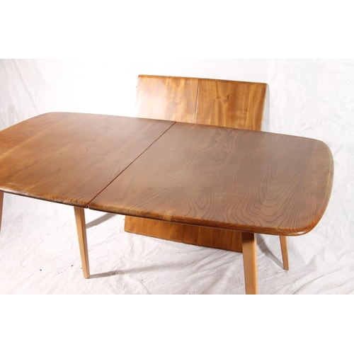 374 - Ercol elm Grand Windsor extending dining table, with hinged undertier extension leaf, W152cm unexten... 