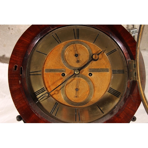 381 - Victorian mahogany drum head long case clock, the dial with two subsiduarys and named for James Ritc... 