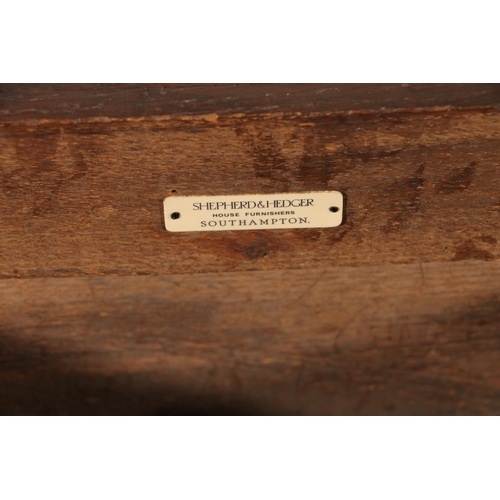 382 - Small oak coffer chest, the front panel deep carved in the gothic fashion, plain plank sides and hin... 