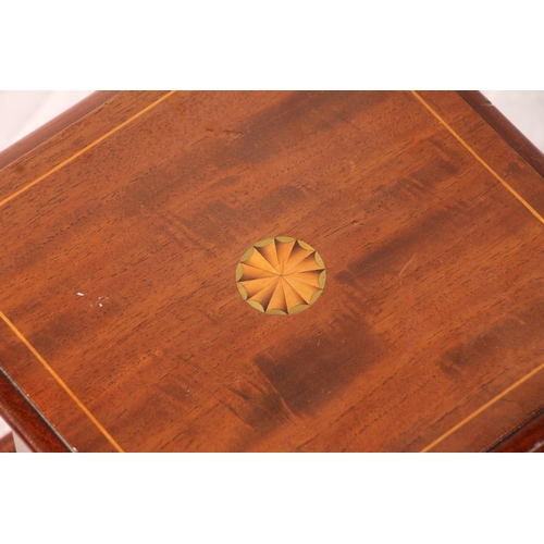 384 - Edwardian inlaid mahogany small revolving bookcase with satinwood inlay and stringing, together with... 