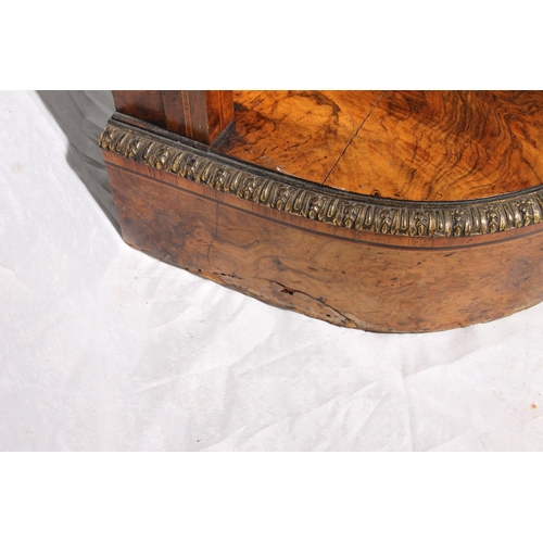 396 - Victorian burr walnut and marquetry credenza, the inlaid marquetry and gilt metal frieze over a pair... 