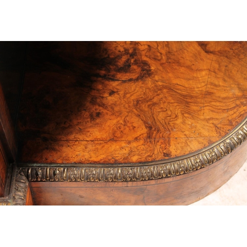 396 - Victorian burr walnut and marquetry credenza, the inlaid marquetry and gilt metal frieze over a pair... 