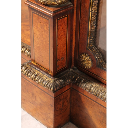 396 - Victorian burr walnut and marquetry credenza, the inlaid marquetry and gilt metal frieze over a pair... 