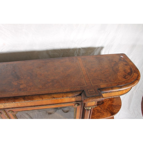 396 - Victorian burr walnut and marquetry credenza, the inlaid marquetry and gilt metal frieze over a pair... 