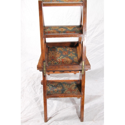 402 - 19thC Victorian metamorphic library steps chair, of a Puginesque style with gothic pierced back spla... 