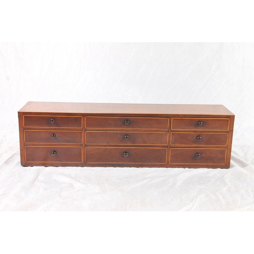 404 - Victorian mahogany specimen chest, the nine boxwood beaded drawers with turned bobbin handles, W95cm... 