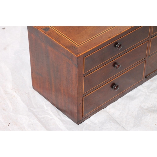 404 - Victorian mahogany specimen chest, the nine boxwood beaded drawers with turned bobbin handles, W95cm... 