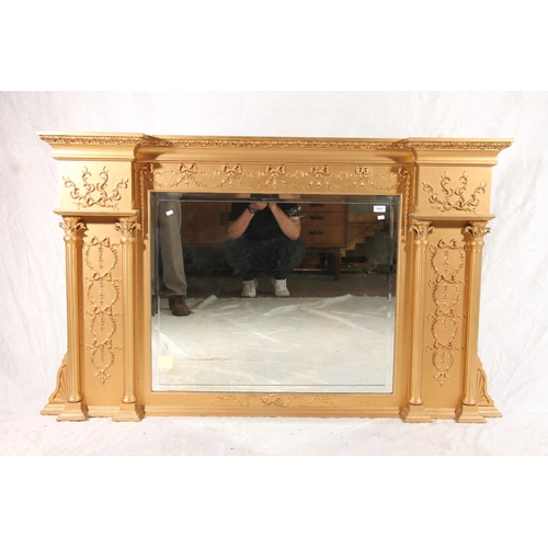 407 - Victorian overmantel mirror, of typical neo-classical design, the gilt frame with corinthian pilaste... 