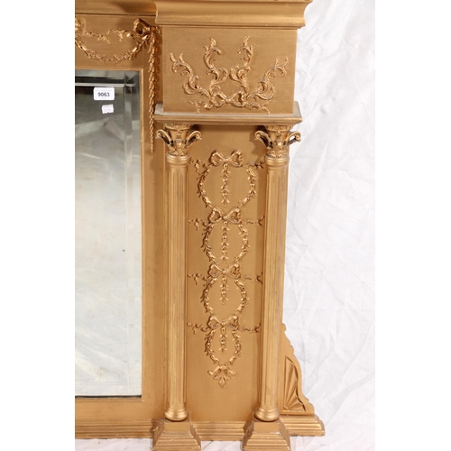 407 - Victorian overmantel mirror, of typical neo-classical design, the gilt frame with corinthian pilaste... 