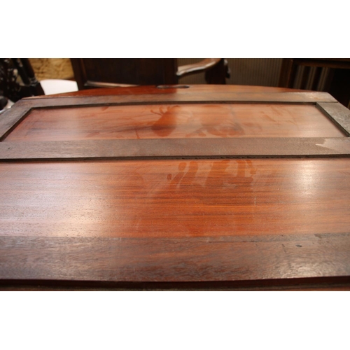 415 - Victorian mahogany butlers tray with drop down sides, on folding X frame turned stand, W93cm x H88cm... 