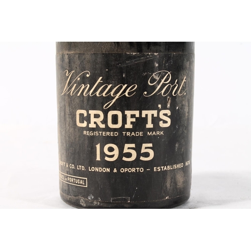 1222 - CROFTS 1955 vintage port, no abv. or vol. stated.