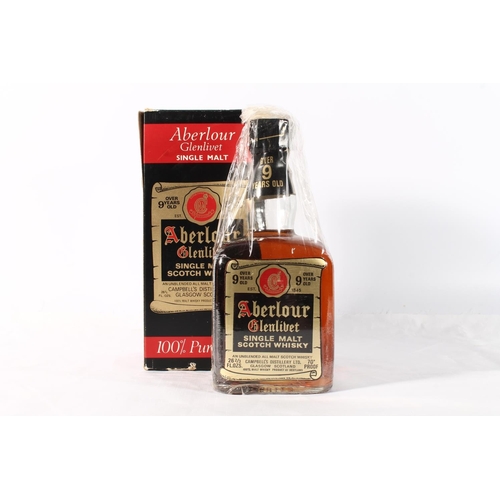 1235 - ABERLOUR-GLENLIVET 9 year old 100% pure malt Scotch whisky, old style square section dumpy bottle, C... 