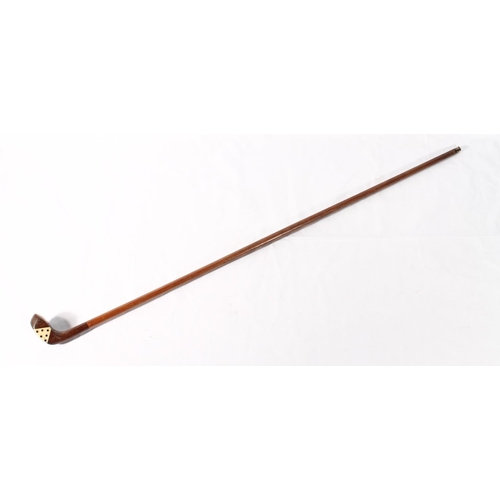 1261 - Golfing interest, an antique Scottish Sunday stick walking cane golf club, 92cm long.