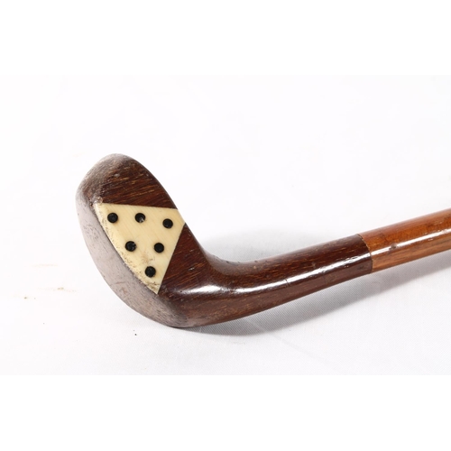 1261 - Golfing interest, an antique Scottish Sunday stick walking cane golf club, 92cm long.