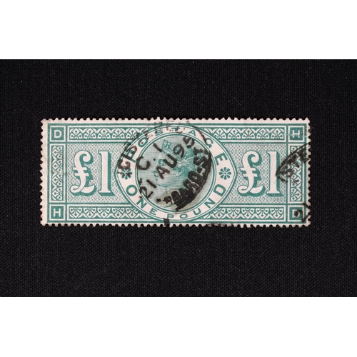 1283 - GREAT BRITAIN GB Queen Victoria QV one pound £1 green, CDS dated 21st August 1895 SG212, Cat&p... 