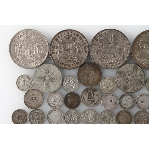 1343 - UNITED KINGDOM 500 grade silver (1920-1946) coins to include 1935 rocking horse crowns x2, 1937 crow... 