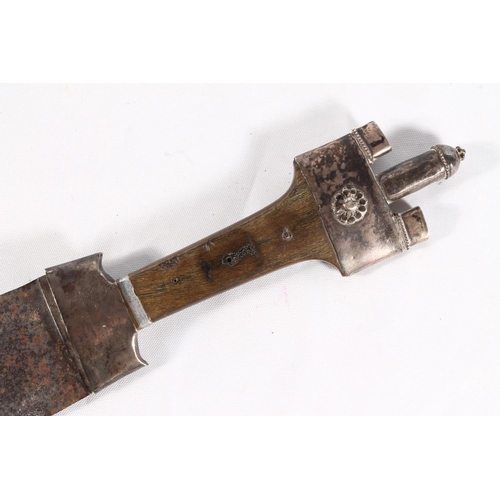 1447 - Somalian Billao style dagger with large flat isosceles leaf shaped blade, possibly rhino horn grip w... 