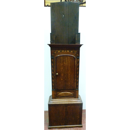 298 - John Telford of Maryport, c. 184019th century marquetry inlaid oak and mahogany longcase clock, the ... 