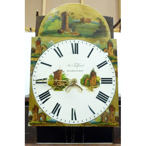 298 - John Telford of Maryport, c. 184019th century marquetry inlaid oak and mahogany longcase clock, the ... 