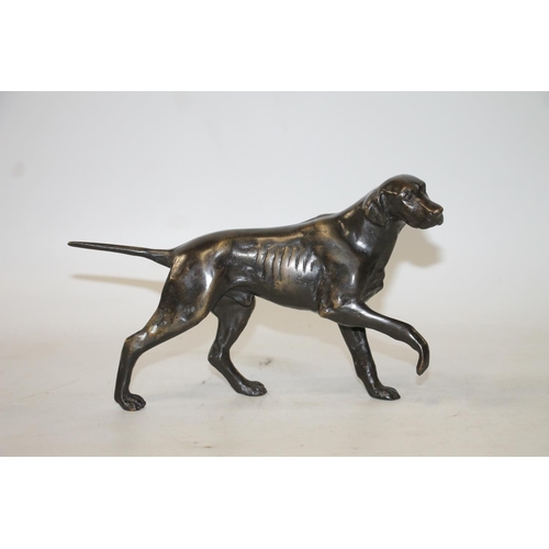 287 - Cast hollow patinated bronze model of a retriever, L25cm