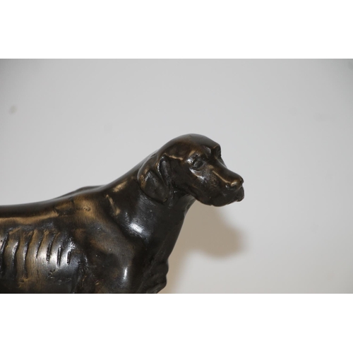 287 - Cast hollow patinated bronze model of a retriever, L25cm