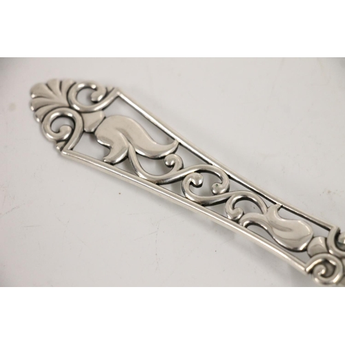 71 - Danish Art Nouveau silver ladle, c1937, the handle decorated with a pierced scrolled floral pattern,... 