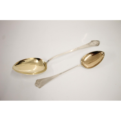 72 - Norwegian .830 standard silver serving spoon, the silver gilt bowl leading to etched silver handle, ... 