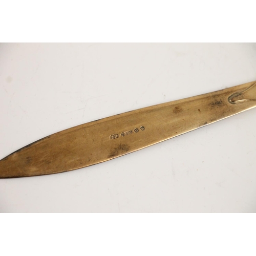 86 - 9ct gold hallmarked letter opener with removeable pencil terminal, London 1928, the handle engraved ... 
