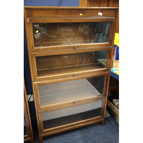 359 - 1920s Globe Wernicke style oak four sectional bookcase, H146cm.