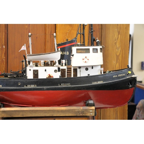 365 - Hand built detailed scale model of the 1962 tug boat 'Sea Trojan' IMO5316466, built for remote contr... 