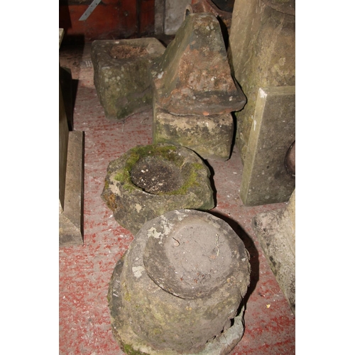 376 - Victorian and later garden stoneware, including staddle stones, planters etc. (qty)