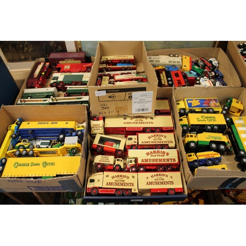 1180 - Over 50 unboxed diecast and other vehicles models to include Chinese State Circus, Pat Collins Fair,... 