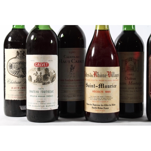 1225 - Ten bottles of vintage red wines to include CHATEAU HAUT CADET 1980 Saint Emilion Grand Cru no abv. ... 