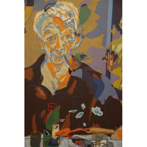 271 - ERIC RITCHIE (Scottish b1934) *ARR* Self Portrait Whilst Smoking and Listening Oil paintin... 