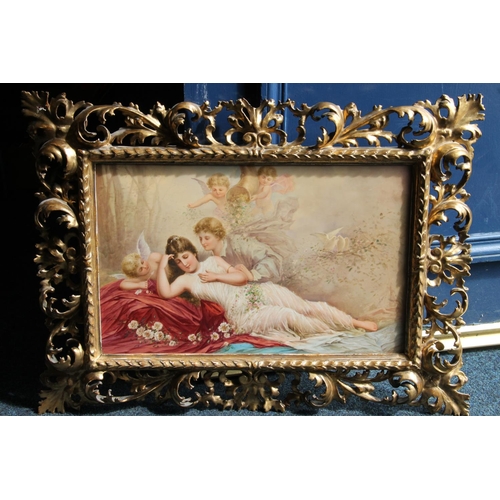 237 - ULLMANN The Dream (Ein Traum) Painting on KPM Vienna porcelain plaque, signed lower right, 30cm x 48... 