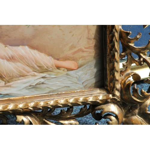 237 - ULLMANN The Dream (Ein Traum) Painting on KPM Vienna porcelain plaque, signed lower right, 30cm x 48... 