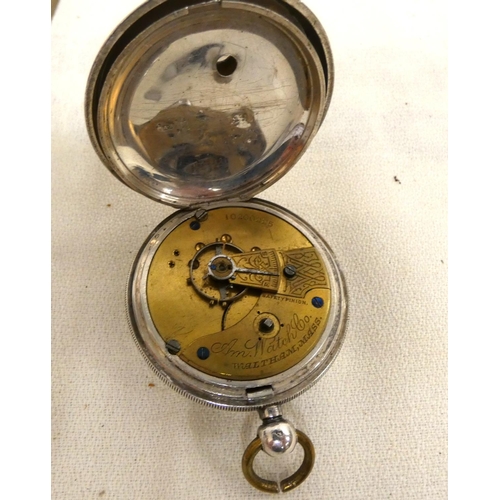 19 - A.W.W Co silver pocket watch.