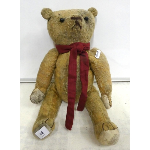 64 - 1930s-1940's mohair jointed teddy.