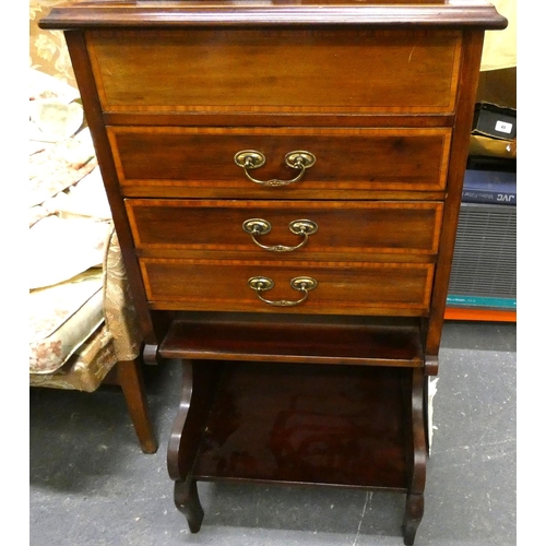 66 - Edwardian inlaid mahogany music cabinet.