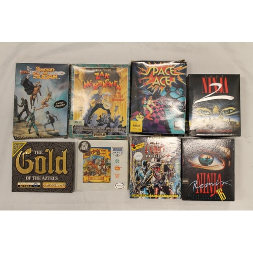 1200 - Amiga boxed games to include Sword of Soden 3 disk set, Last Ninja II, Space Ace, etc (8)