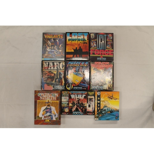 1201 - Amiga boxed games mostly war games to include Storm Swiv including poster, CBM Amiga Vigilante, Ligh... 