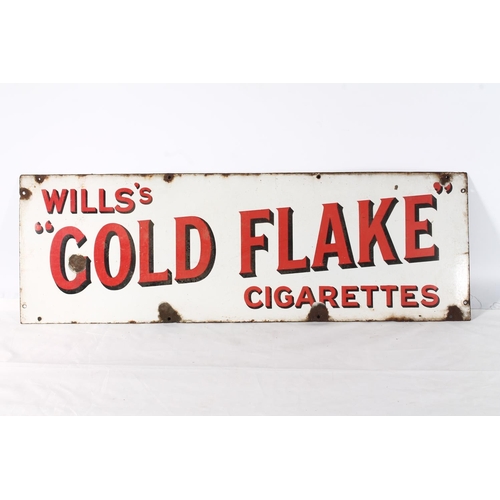 1250 - Vintage enamelled metal shop advert sign for Wills's Golden Flake Cigarettes, 31cm x 91cm.