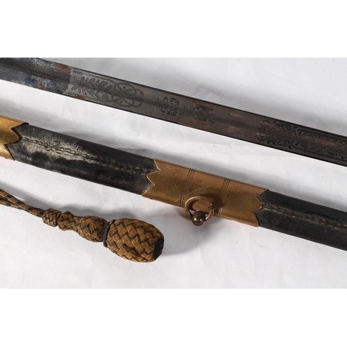 1459 - British Naval officer's dress sword, the ricasso with makers mark of JR Gaunt (Late Edward Thurkle) ... 