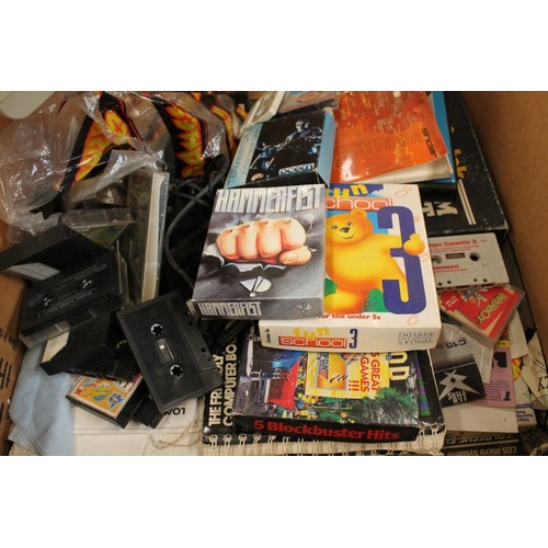 1216 - Two boxes of retro gaming items to include Commodore 64 keyboard, Nintendo 64 control pads, boxed Am... 