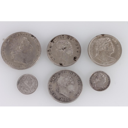 1312 - UNITED KINGDOM King George III (1760-1820) silver crown 1820 LX S3787, half crowns 1816 bull head S3... 